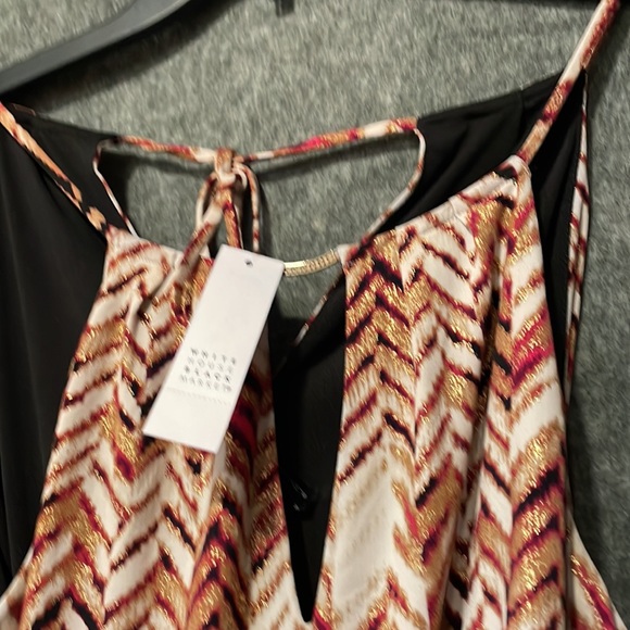 NWT! White House Black Market pink & gold shimmery halter dress, women’s small - Picture 13 of 14
